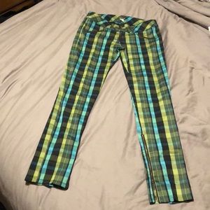 Blue Green Plaid Pants Bottoms